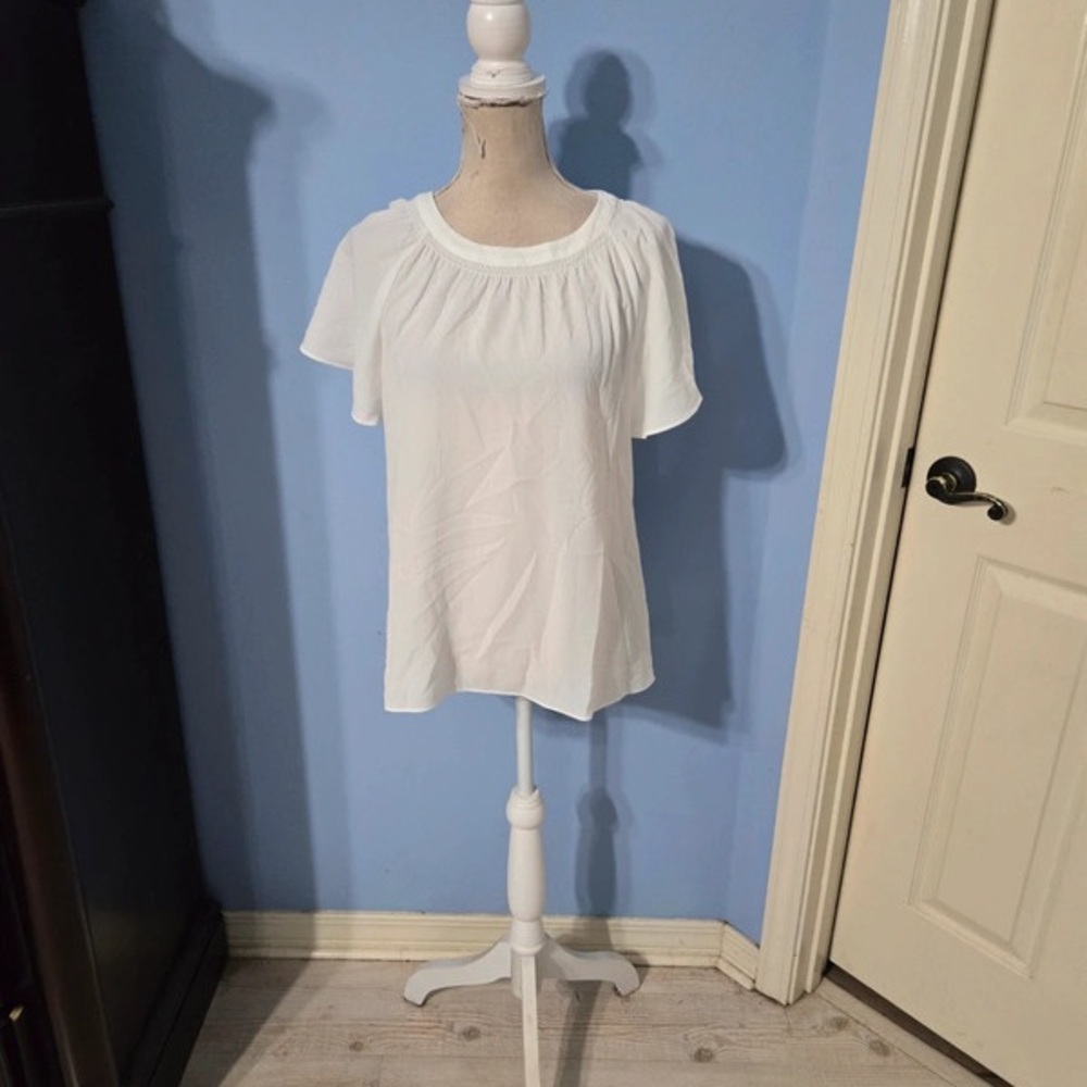 Cato White Relaxed Pleated Blouse
